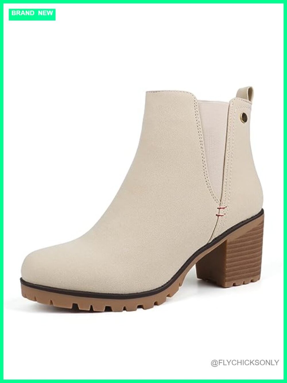 Suede Ankle Booties Slip On Chelsea Boots with Block Heel